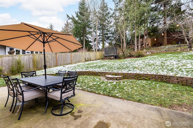 view of patio / terrace featuring a trampoline