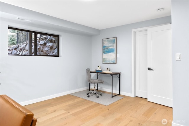 office featuring light wood-type flooring