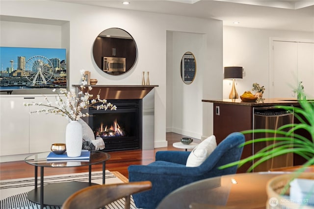 living room with hardwood / wood-style floors