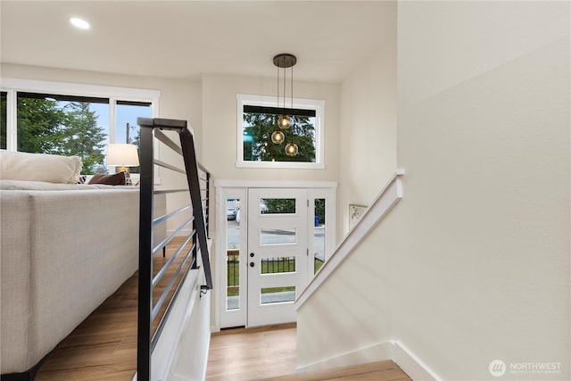 foyer featuring light wood-type flooring