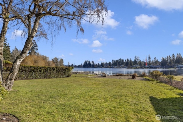 view of yard featuring a water view