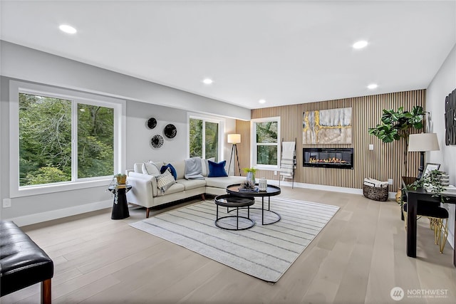 living room featuring light hardwood / wood-style flooring