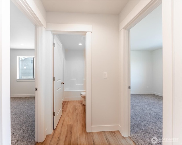 hall featuring light wood-type flooring