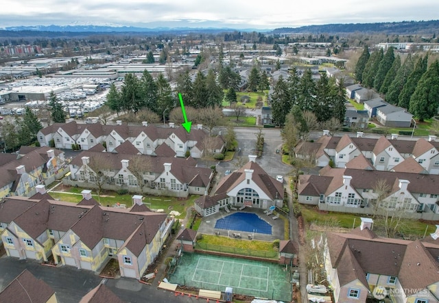 drone / aerial view with a residential view