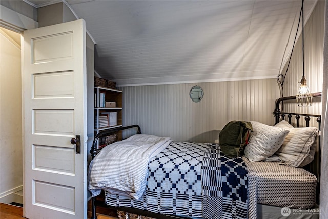 bedroom with crown molding