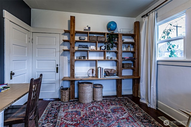 office area featuring dark hardwood / wood-style flooring