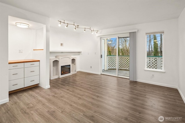 unfurnished living room with wood-type flooring