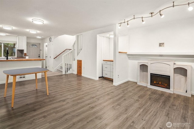 living room with wood-type flooring