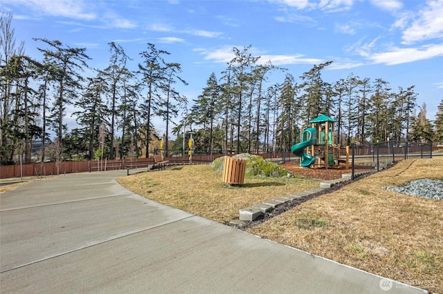 communal playground with fence