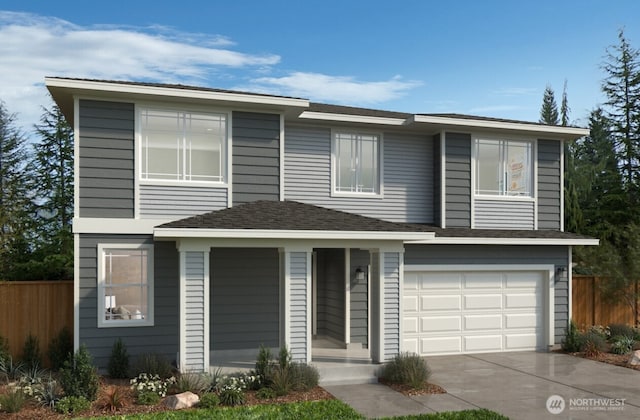 view of front of house with a garage