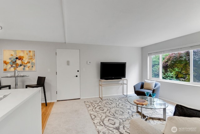 living room with light hardwood / wood-style floors