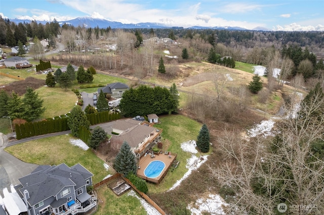 bird's eye view featuring a mountain view