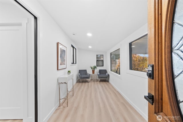 living area with light wood-type flooring