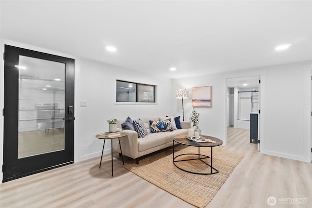 living room with light wood-type flooring