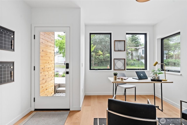 office space featuring light hardwood / wood-style floors