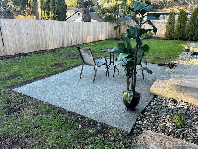 view of patio featuring a fenced backyard