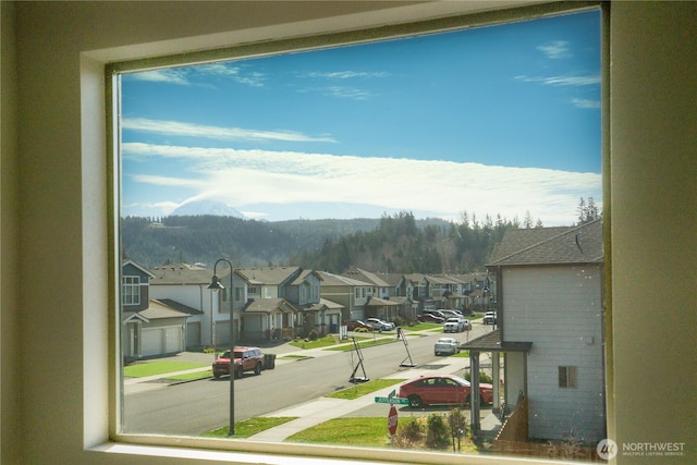 view of mountain feature with a residential view