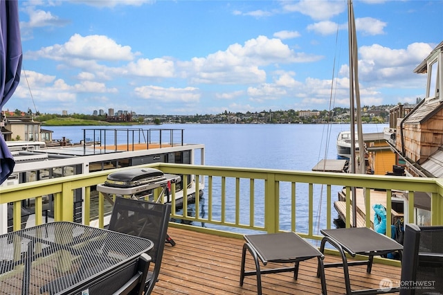 dock area featuring a water view