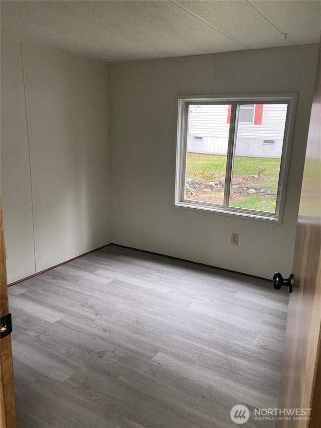 empty room with light hardwood / wood-style floors