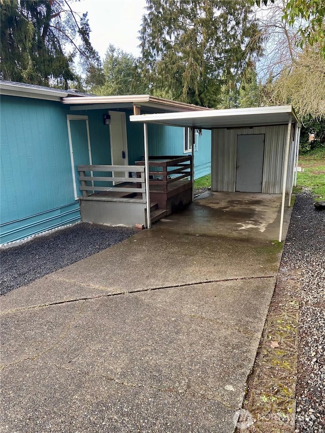 view of front facade with an outbuilding