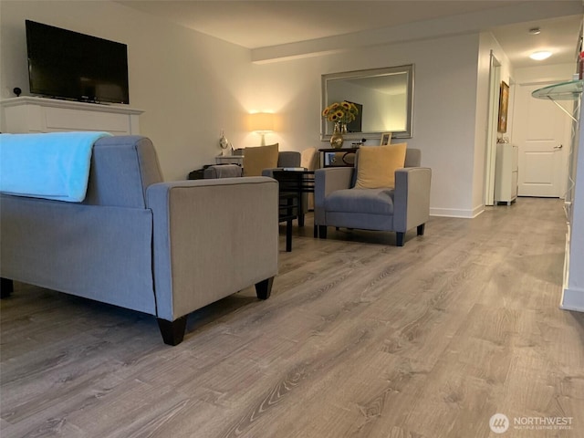 living room with hardwood / wood-style flooring