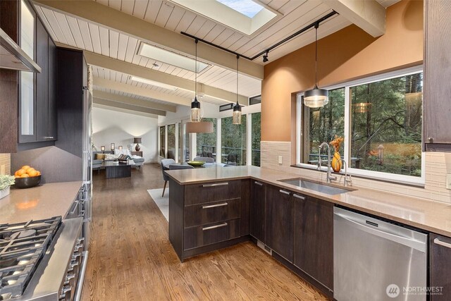 kitchen featuring a sink, light countertops, and dishwasher