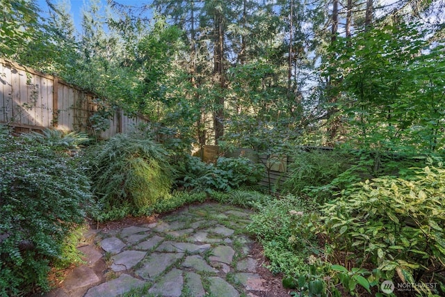 view of yard featuring a fenced backyard