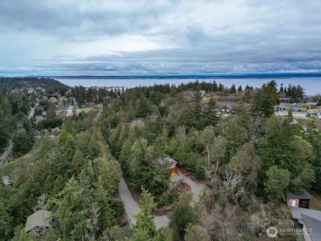 bird's eye view featuring a water view