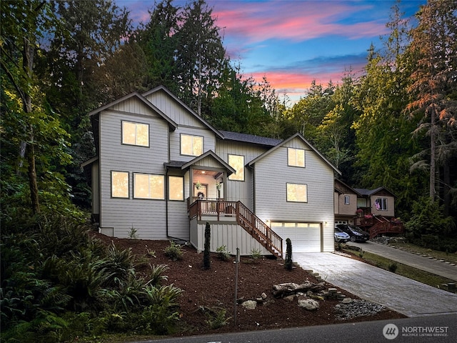 view of front of home with a garage