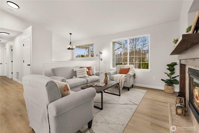 living room featuring light hardwood / wood-style floors