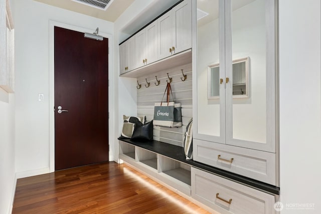 mudroom featuring dark hardwood / wood-style floors