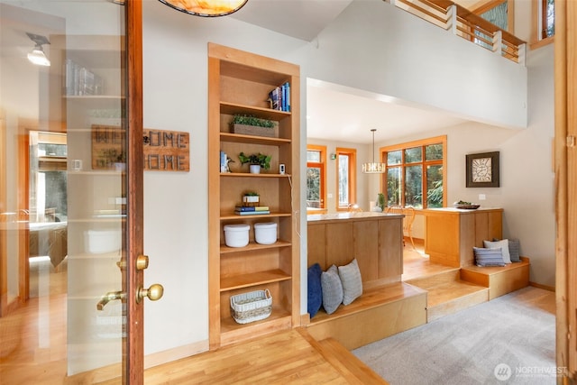 interior space featuring light wood-type flooring and french doors