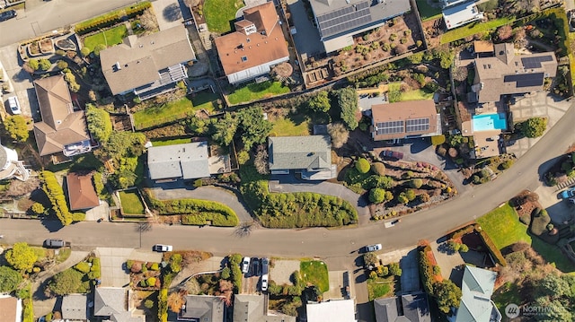 drone / aerial view with a residential view