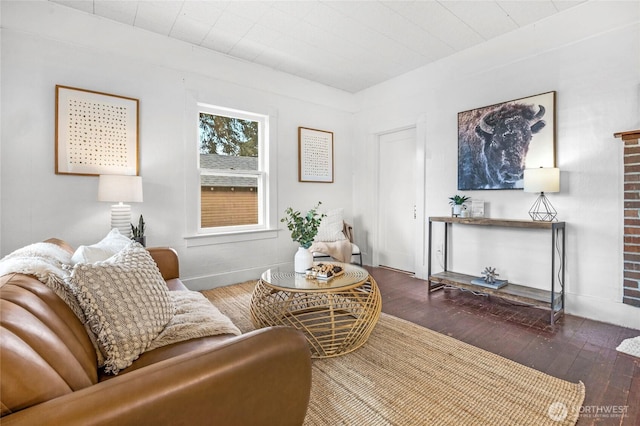 living room featuring dark hardwood / wood-style floors