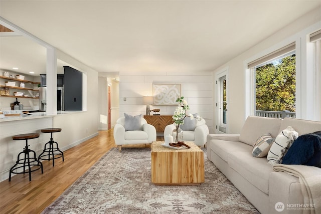 living room with wood-type flooring