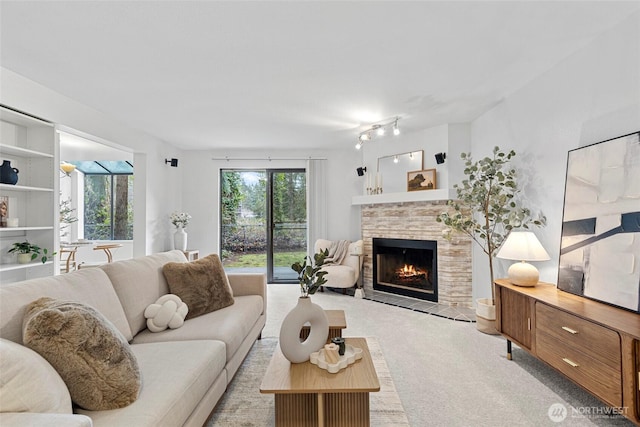 living room with light carpet