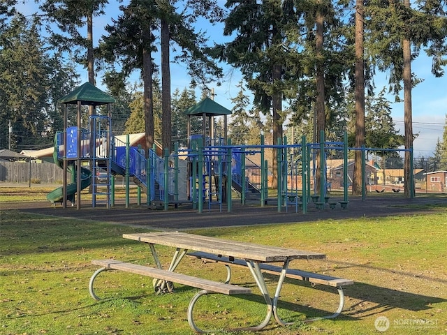 view of playground featuring a yard