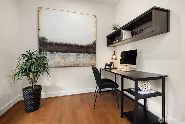 home office featuring hardwood / wood-style flooring