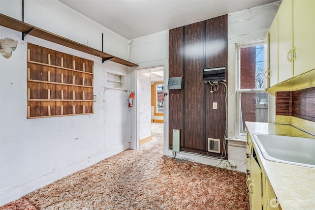 kitchen featuring light countertops, a sink, and visible vents