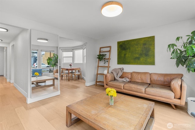 living room with light wood-type flooring