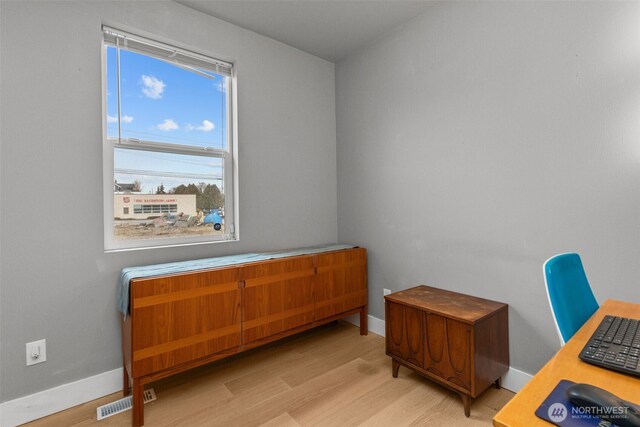 office space featuring light hardwood / wood-style flooring