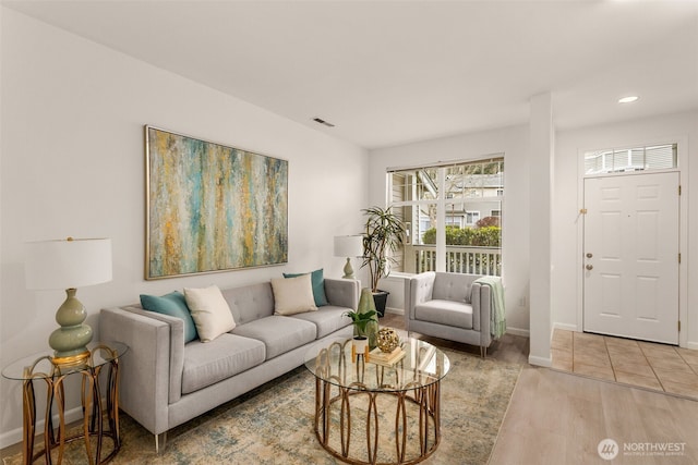 living room with wood-type flooring