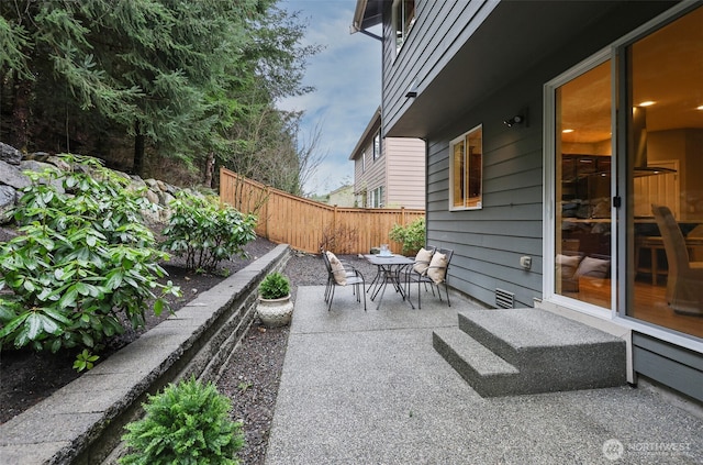 view of patio / terrace with fence and outdoor dining area