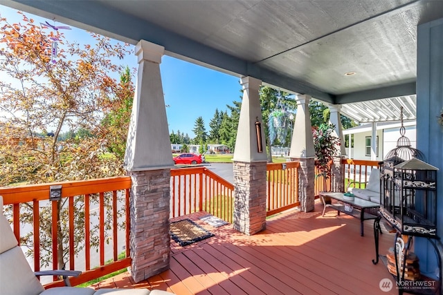 deck with covered porch