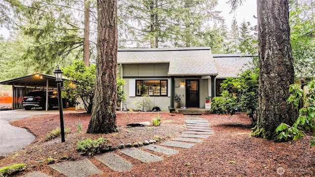 view of front of home featuring a carport