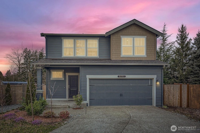 view of front facade with a garage