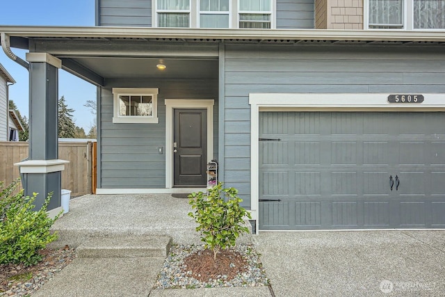 entrance to property with a garage