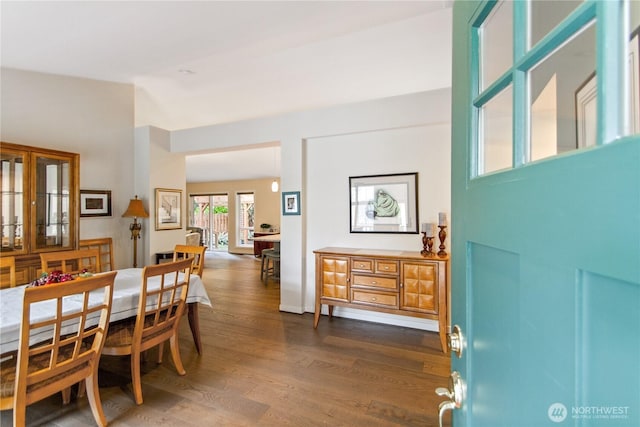 foyer entrance with dark wood-type flooring