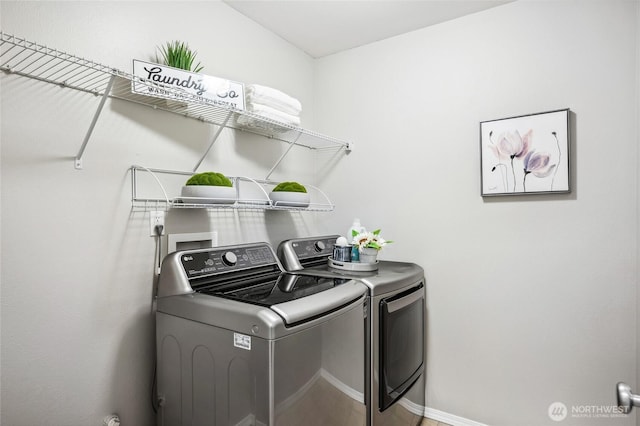 washroom with separate washer and dryer