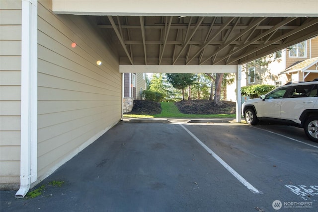 view of covered parking lot